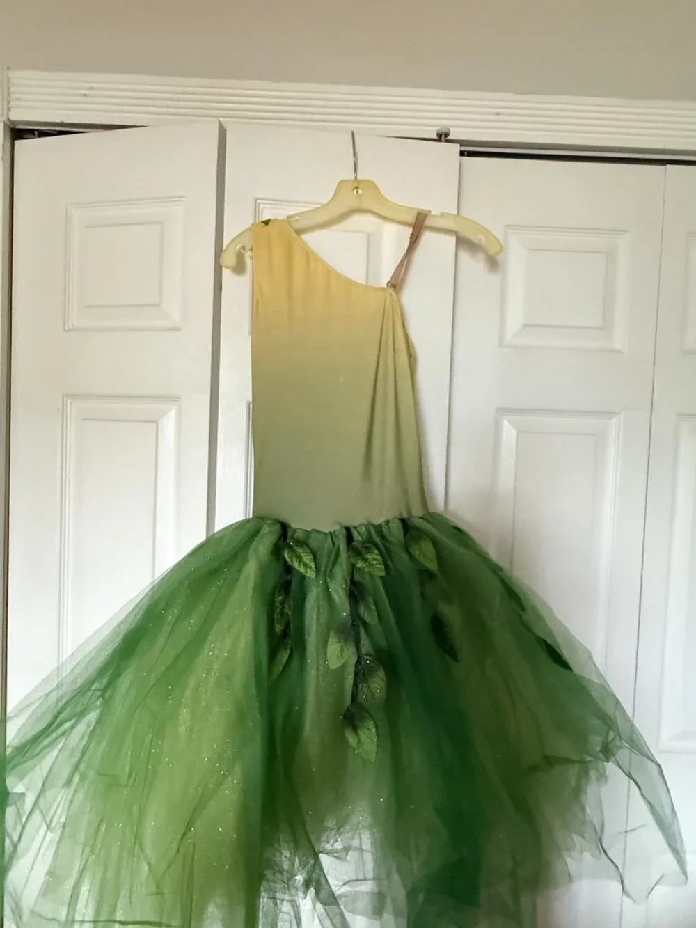 Forest green ballet costume with layered tulle skirt